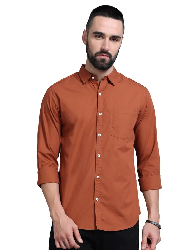Premium_Mens_Brown_Cotton_Poplin_Shirt_Plain