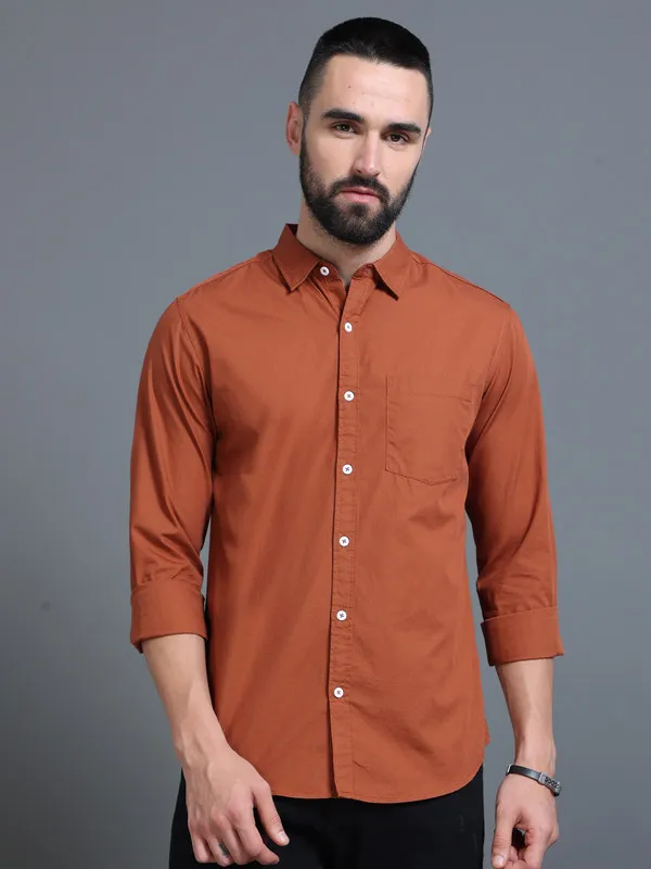 Premium_Mens_Brown_Cotton_Poplin_Shirt_Plain