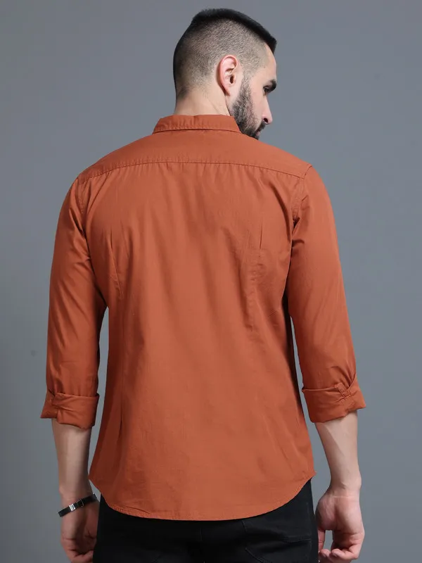 Premium_Mens_Brown_Cotton_Poplin_Shirt_Plain