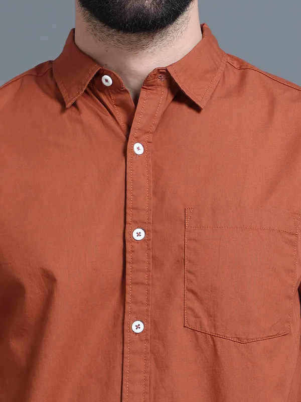 Premium_Mens_Brown_Cotton_Poplin_Shirt_Plain