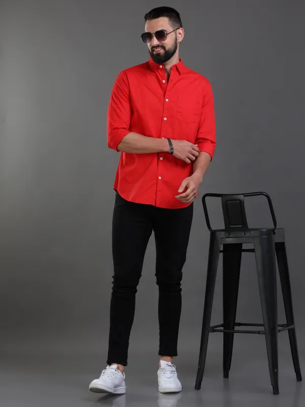 Premium_Mens_Cotton_Poplin_Shirt_Plain_(Red)