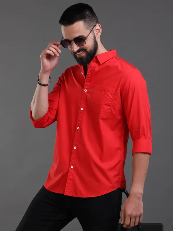 Premium_Mens_Cotton_Poplin_Shirt_Plain_(Red)