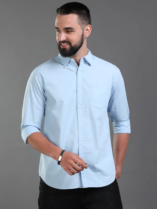 Blue_Color_Premium_Mens_Cotton_Poplin_Plain_Shirt