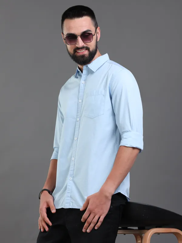 Blue_Color_Premium_Mens_Cotton_Poplin_Plain_Shirt
