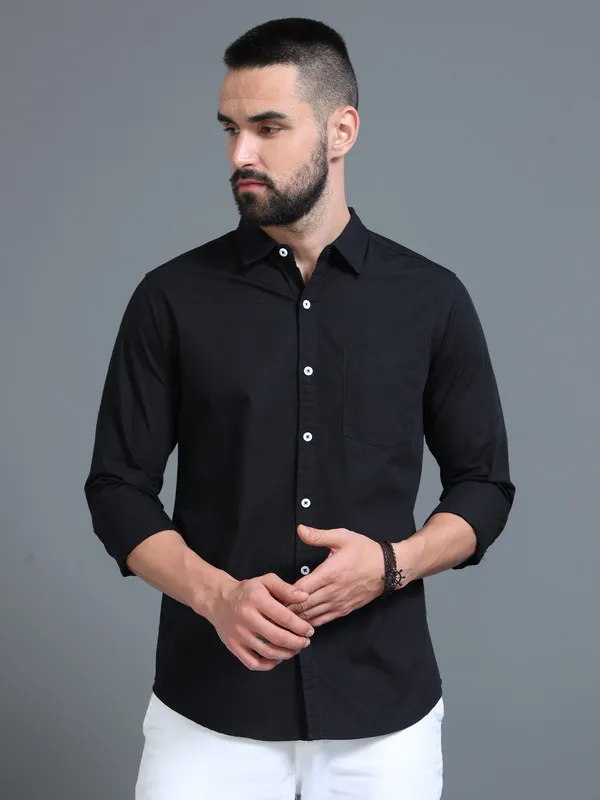 Premium_Mens_Black_Cotton_Poplin_Shirt_Plain