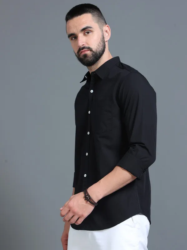 Premium_Mens_Black_Cotton_Poplin_Shirt_Plain
