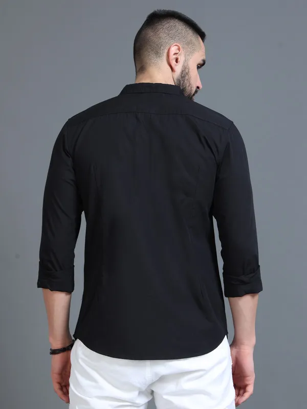 Premium_Mens_Black_Cotton_Poplin_Shirt_Plain