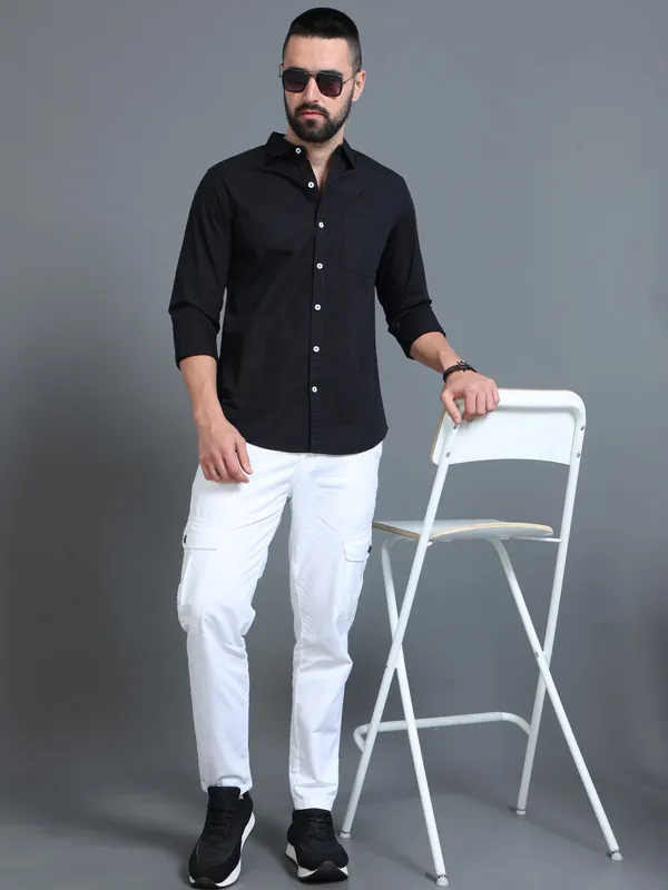 Premium_Mens_Black_Cotton_Poplin_Shirt_Plain