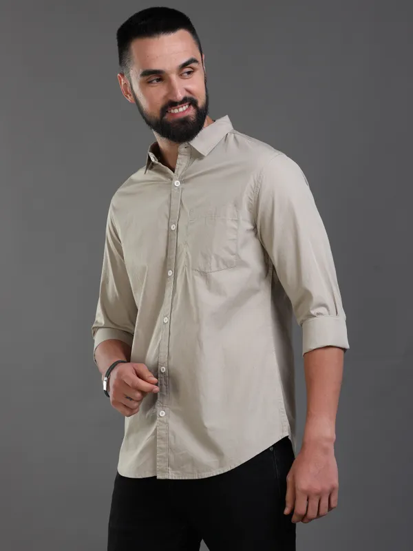 Khaki_Color_Premium_Mens_Cotton_Poplin_Shirt_Plain