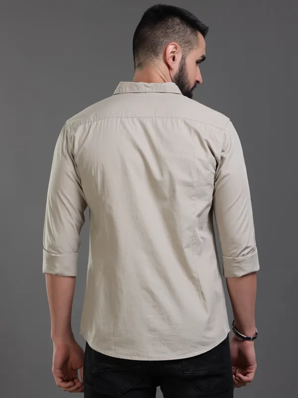 Khaki_Color_Premium_Mens_Cotton_Poplin_Shirt_Plain
