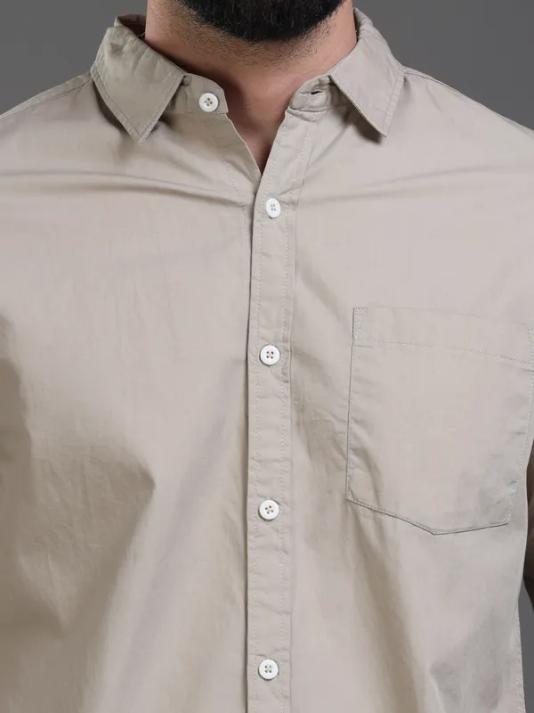 Khaki_Color_Premium_Mens_Cotton_Poplin_Shirt_Plain