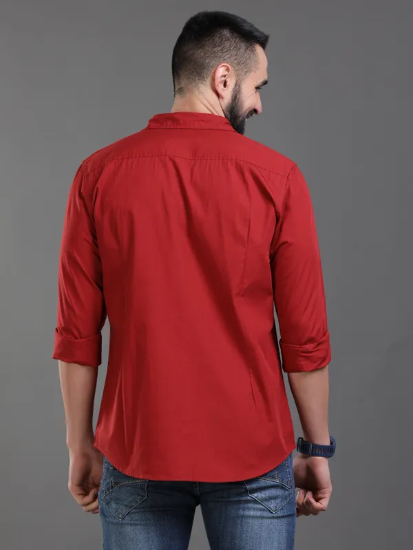 Premium_Mens_Cotton_Poplin_Shirt_Plain_(Maroon)