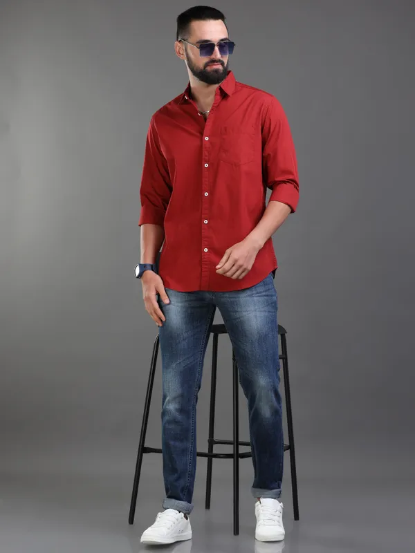 Premium_Mens_Cotton_Poplin_Shirt_Plain_(Maroon)