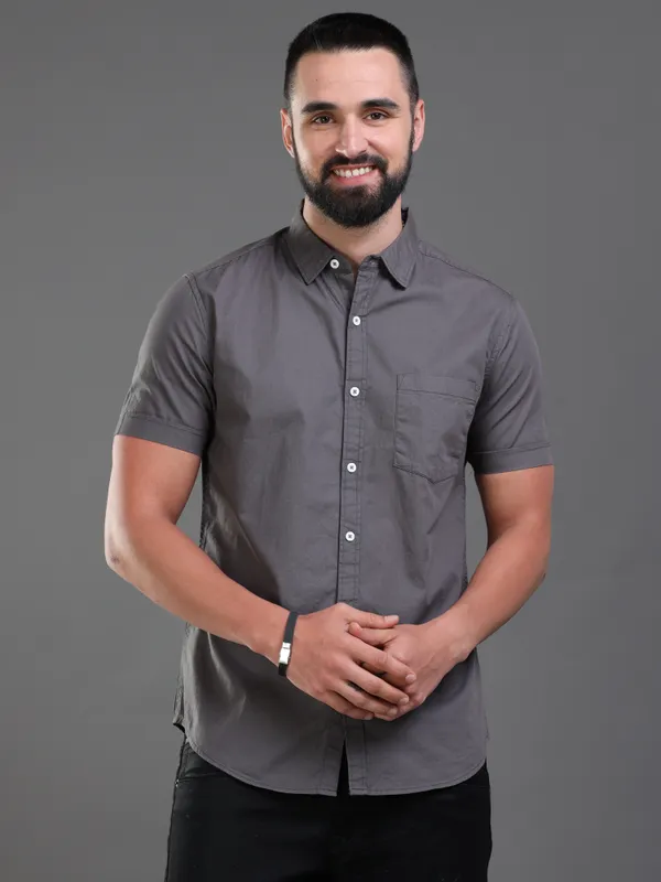 Grey_Color_Premium_Mens_Cotton_Poplin_Plain_Shirt