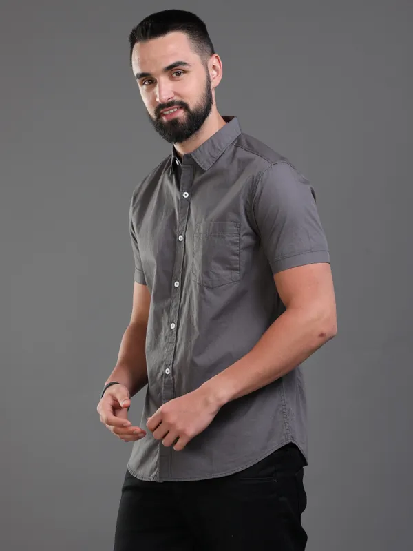 Grey_Color_Premium_Mens_Cotton_Poplin_Plain_Shirt