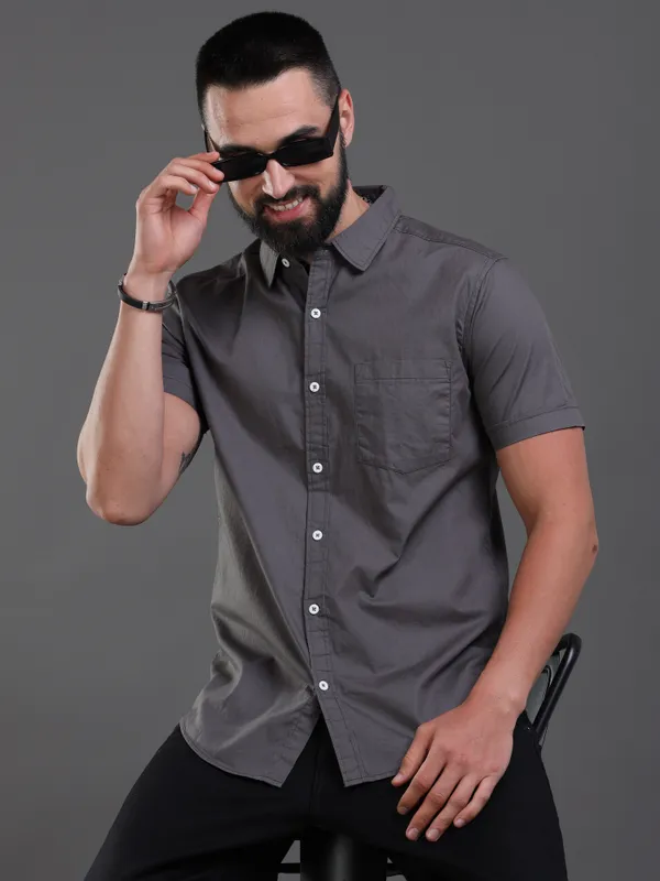 Grey_Color_Premium_Mens_Cotton_Poplin_Plain_Shirt