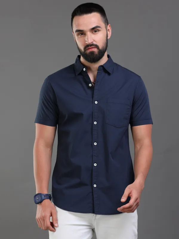 Navy_Blue_Color_Premium_Mens_Cotton_Poplin_Plain_Shirt