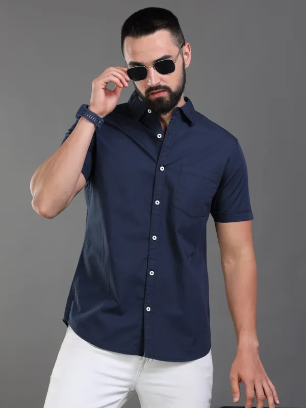 Navy_Blue_Color_Premium_Mens_Cotton_Poplin_Plain_Shirt