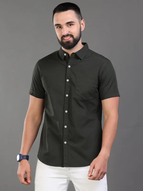 Premium_Mens_Poplin_Solid_Slim_Fit_Casual_Shirt_(Olive)
