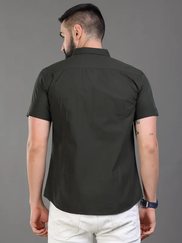 Premium_Mens_Poplin_Solid_Slim_Fit_Casual_Shirt_(Olive)