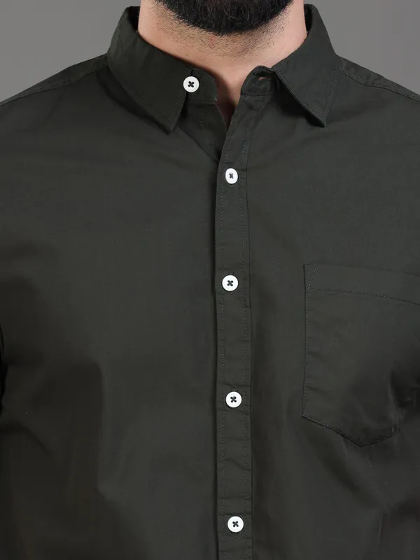 Premium_Mens_Poplin_Solid_Slim_Fit_Casual_Shirt_(Olive)