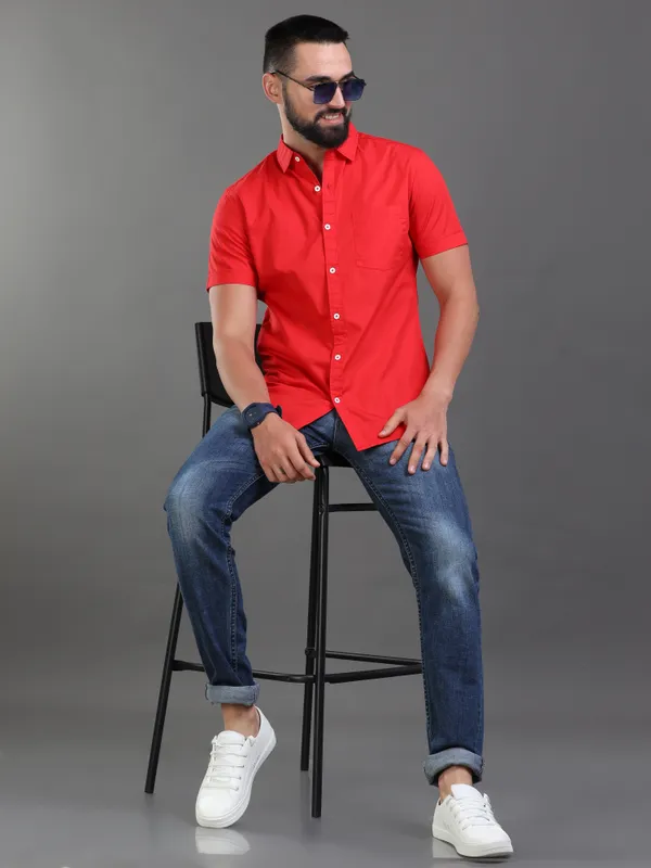 Red_Color_Premium_Mens_Cotton_Poplin_Plain_Shirt