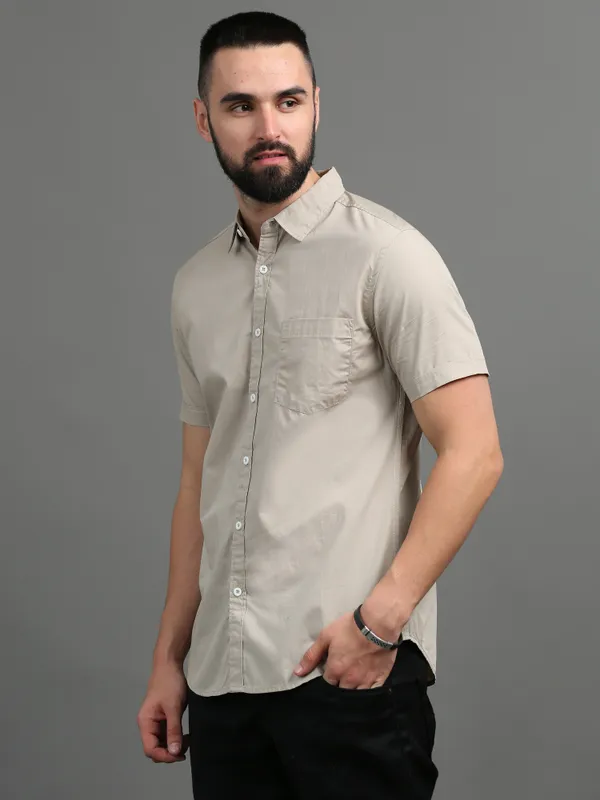 Khaki_Color_Premium_Mens_Cotton_Poplin_Plain_Shirt