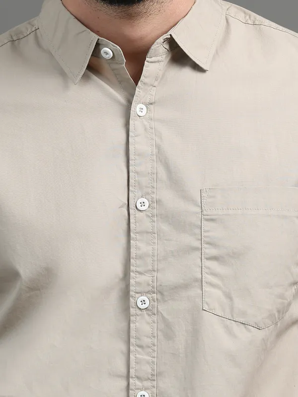 Khaki_Color_Premium_Mens_Cotton_Poplin_Plain_Shirt