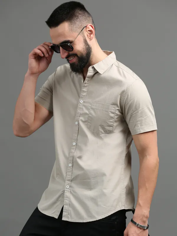 Khaki_Color_Premium_Mens_Cotton_Poplin_Plain_Shirt