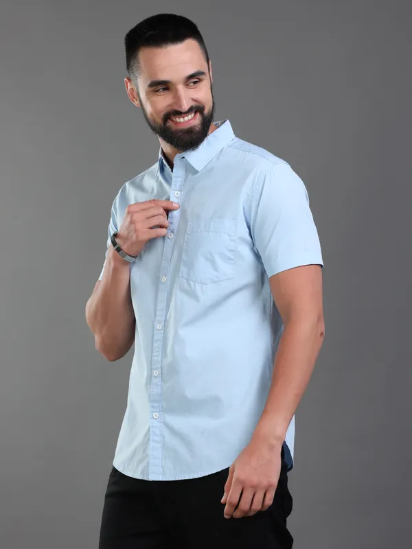 Blue_Color_Premium_Mens_Cotton_Poplin_Plain_Shirt