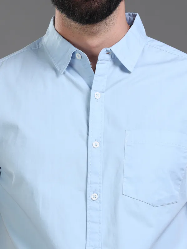 Blue_Color_Premium_Mens_Cotton_Poplin_Plain_Shirt