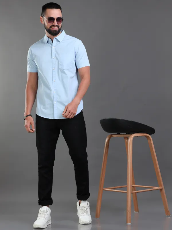 Blue_Color_Premium_Mens_Cotton_Poplin_Plain_Shirt
