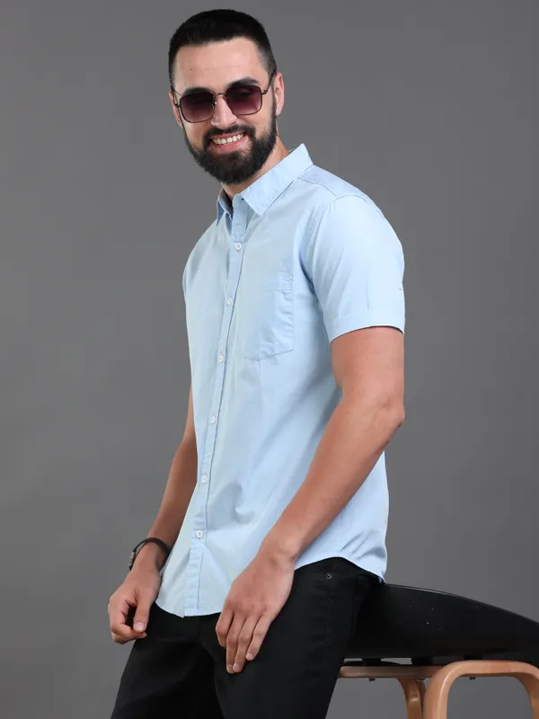 Blue_Color_Premium_Mens_Cotton_Poplin_Plain_Shirt