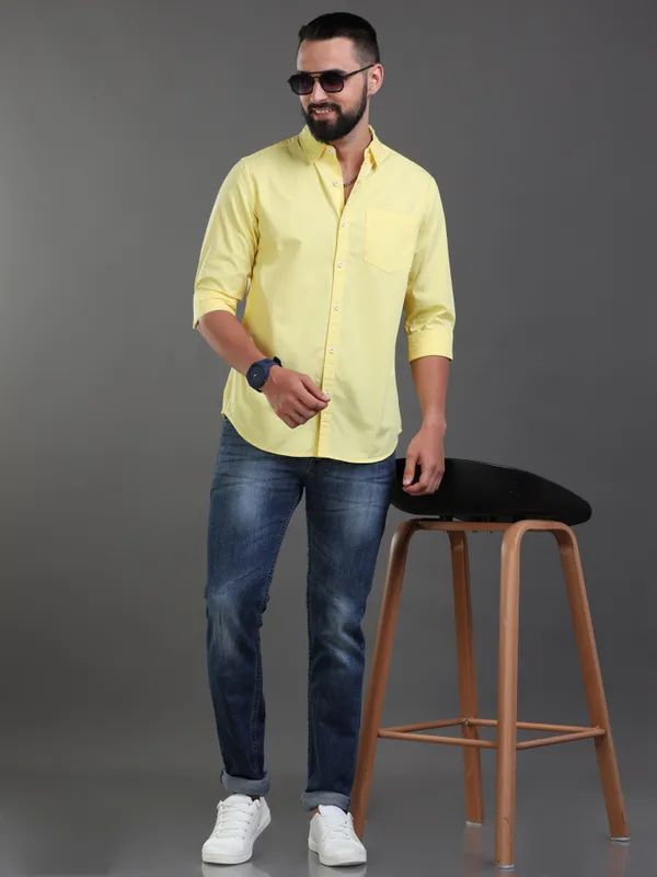 Premium_Mens_Cotton_Poplin_Shirt_Plain_(Yellow)