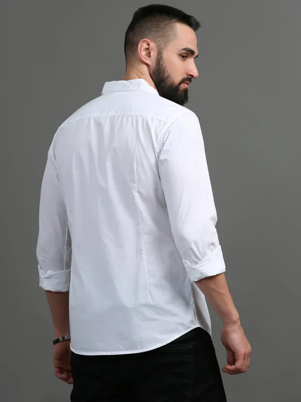 White_Color_Premium_Mens_Cotton_Poplin_Plain_Shirt