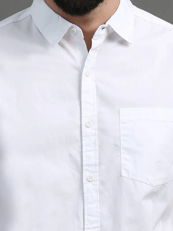 White_Color_Premium_Mens_Cotton_Poplin_Plain_Shirt
