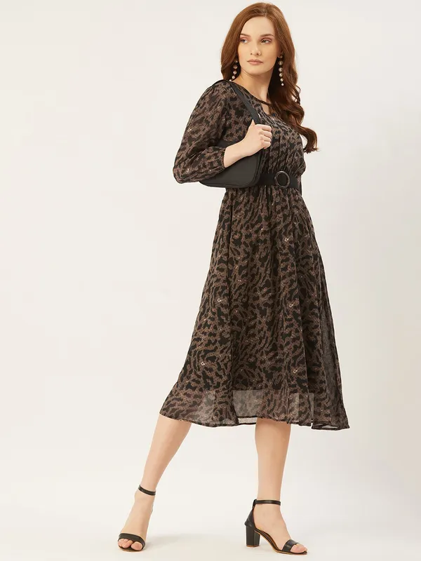 Brown_Georgette_Printed_dress