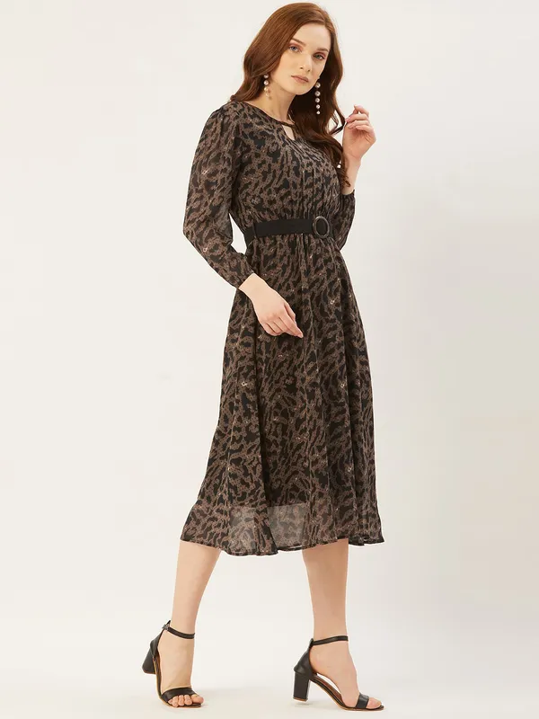 Brown_Georgette_Printed_dress