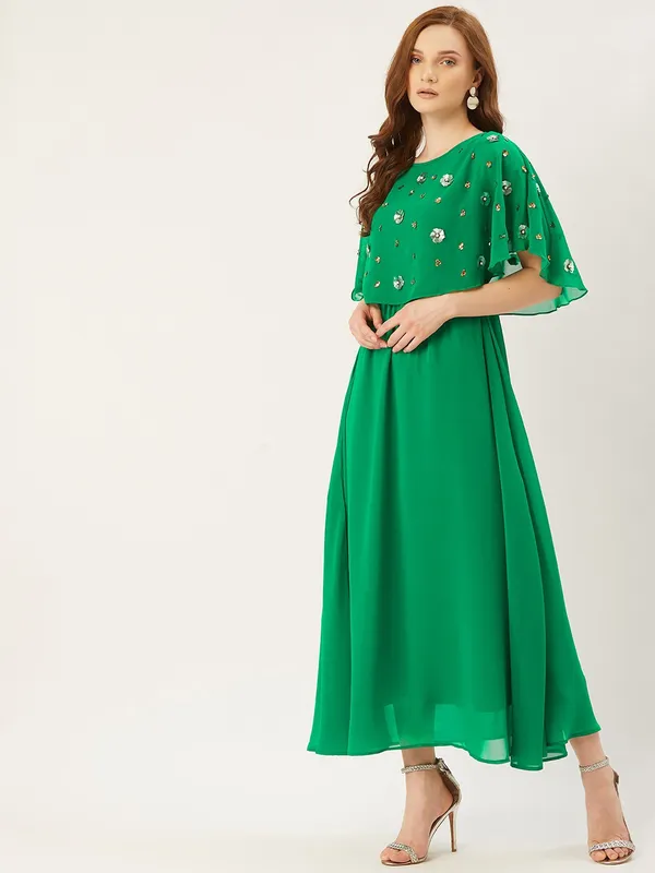 Green_Georgette_Solid_dress