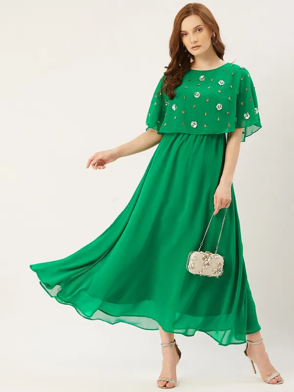 Green_Georgette_Solid_dress