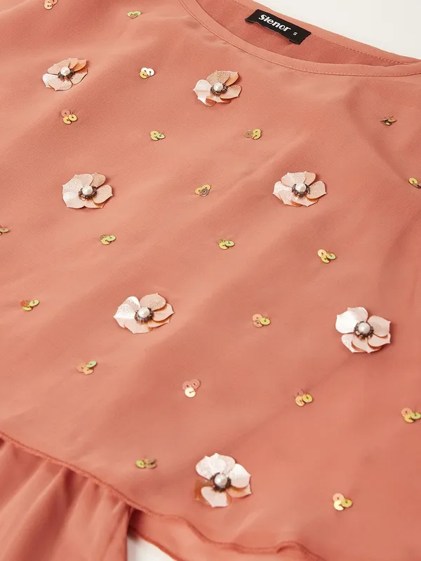 Peach_Georgette_Embellished_dress