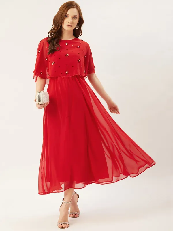 Red_Georgette_Embellished_dress
