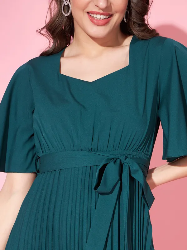 Petrol_Green_Crepe_Solid_dress