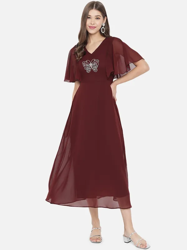 Maroon_Georgette__dress