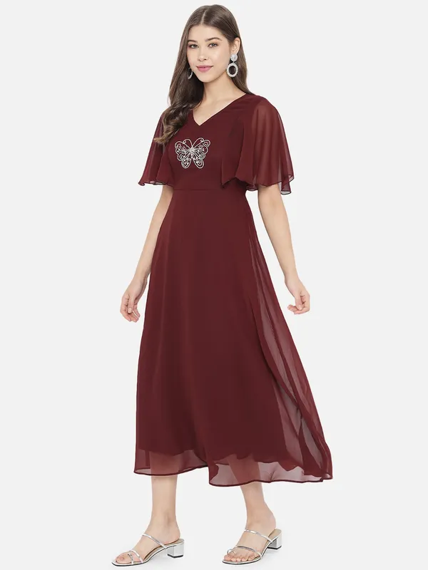 Maroon_Georgette__dress