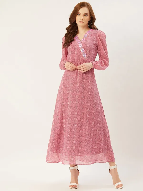Pink_Georgette_Printed_dress