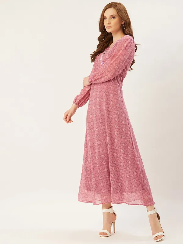 Pink_Georgette_Printed_dress