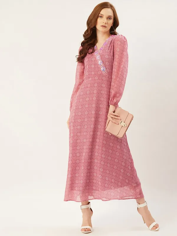 Pink_Georgette_Printed_dress