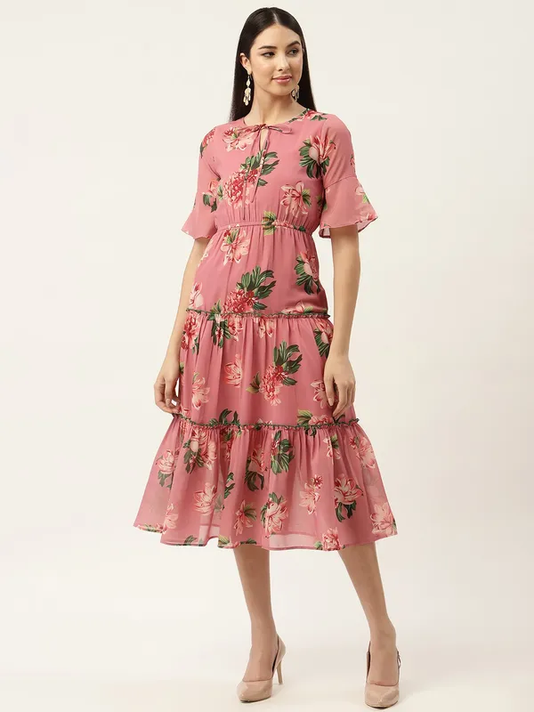 Pink_Georgette_Printed_dress