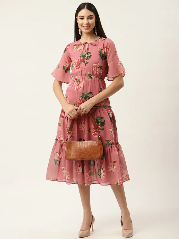 Pink_Georgette_Printed_dress